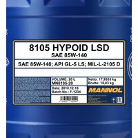 Mannol Hypoid LSD 85W-140 20л Image #2